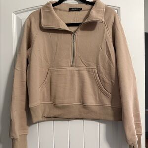 Tan Women's Quarter-Zip Sweatshirt